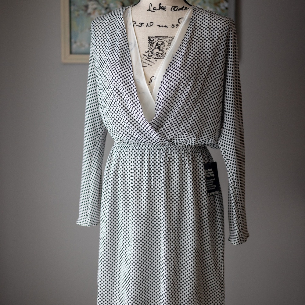 EXPRESS V-NECK LONG SLEEVE SHORT DRESS SP NWT